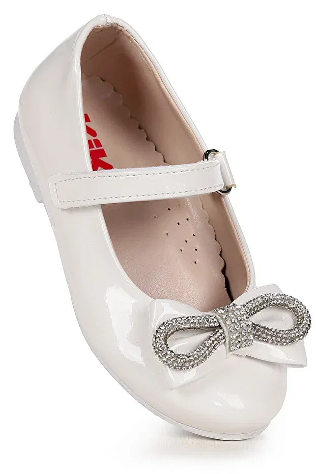 Детские балетки для девочек с бантиком Kiko Kids, White