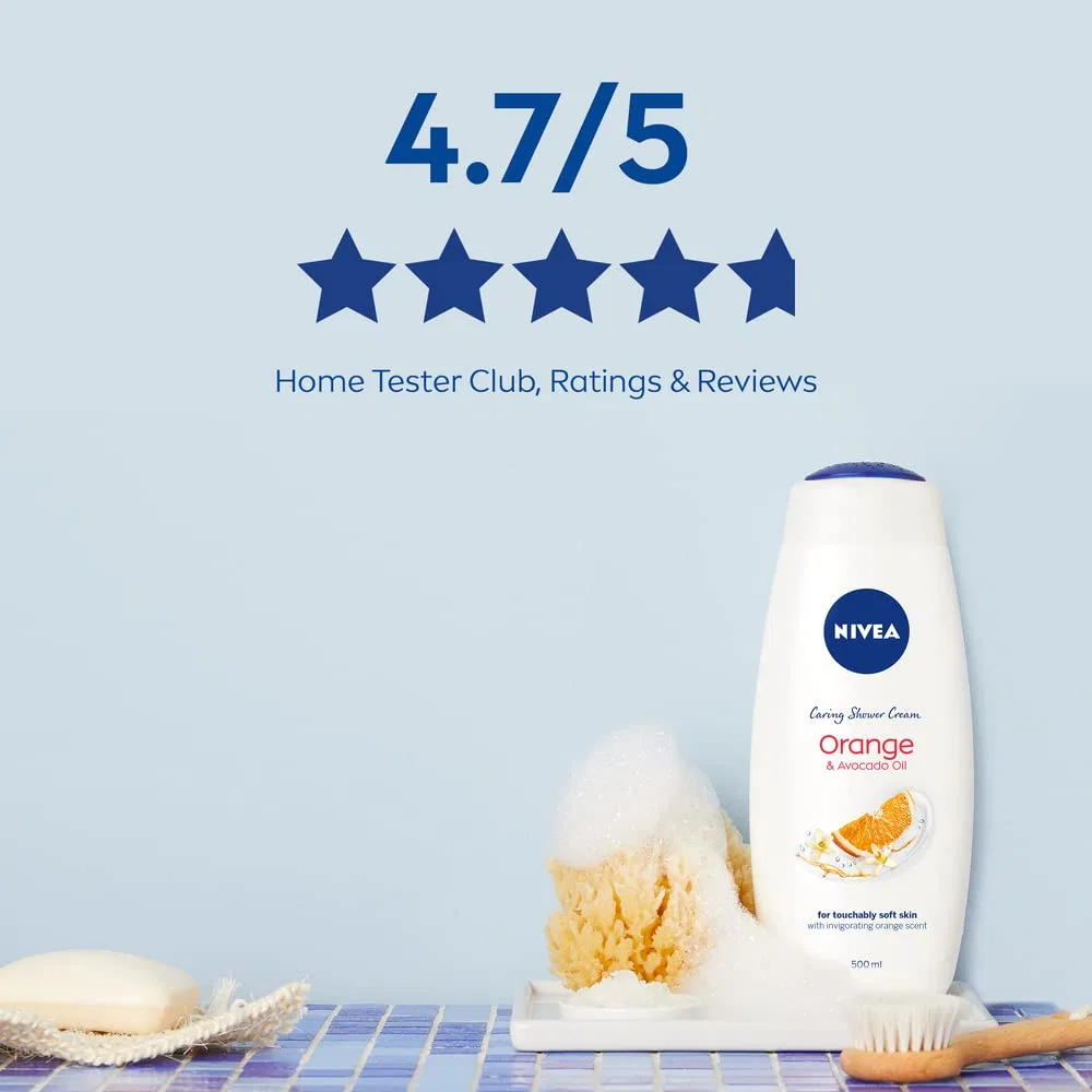 Гель для душа кремовый NIVEA Indulgent Moisture Orange, 500 мл, набор 6 шт, Оранжевый — фото 3