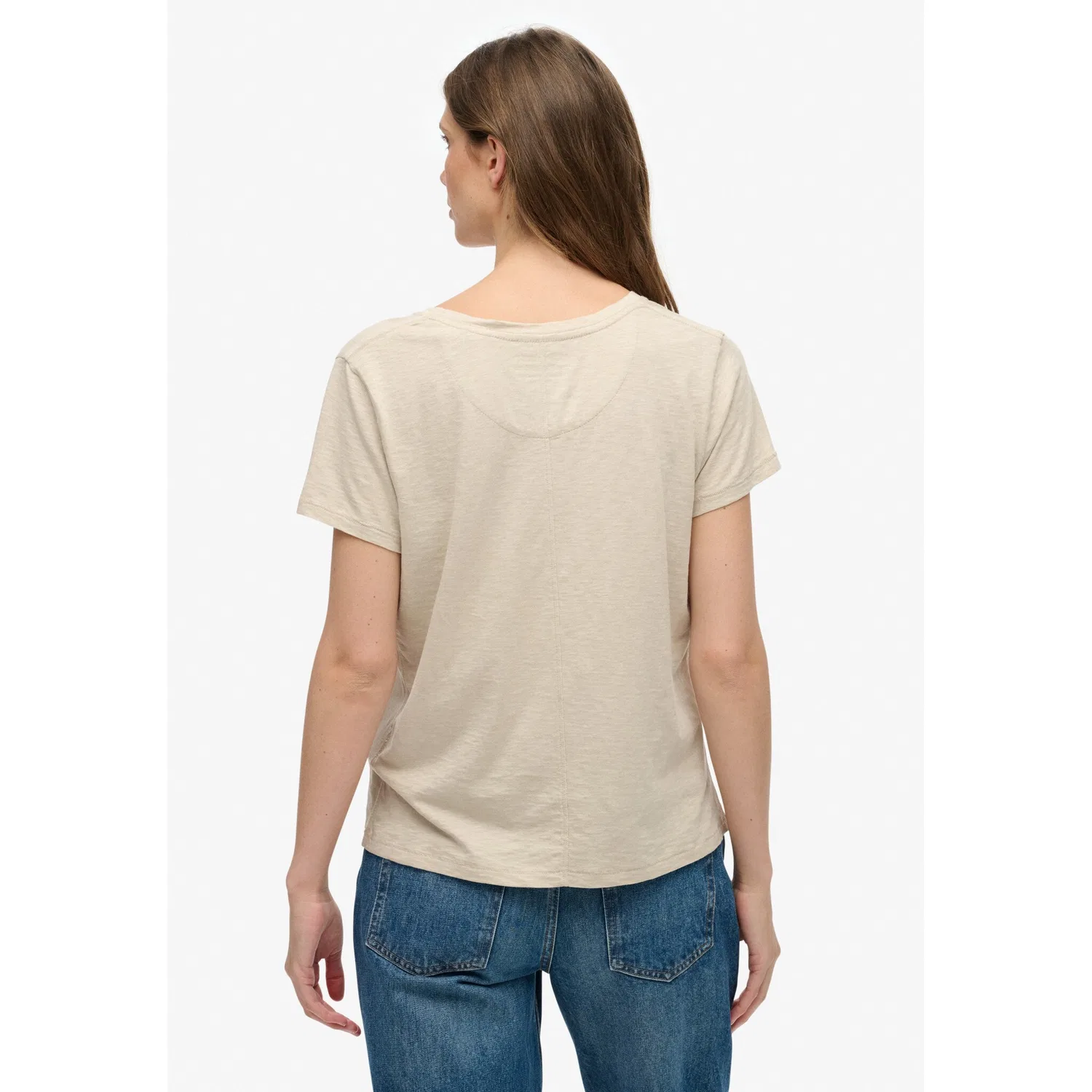 Женская хлопковая футболка с V-вырезом Superdry, Feather Grey — фото 3