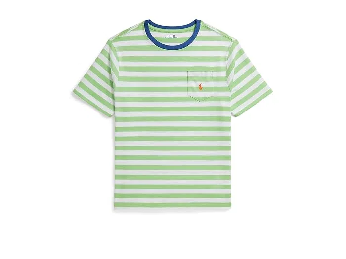 Футболка поло с полосками хлопок Polo Ralph Lauren Kids, Celadon