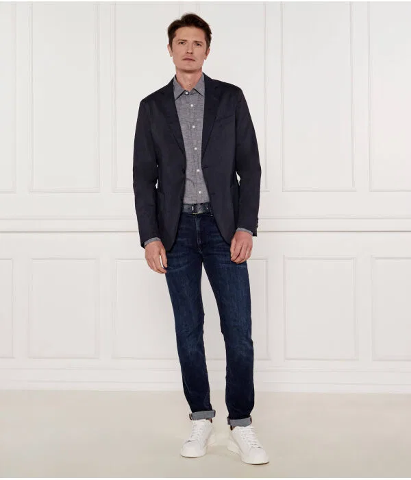 Мужской элегантный льняной пиджак с slim fit P-HANRY-WG-241 BOSS, Blu Marino — фото 2