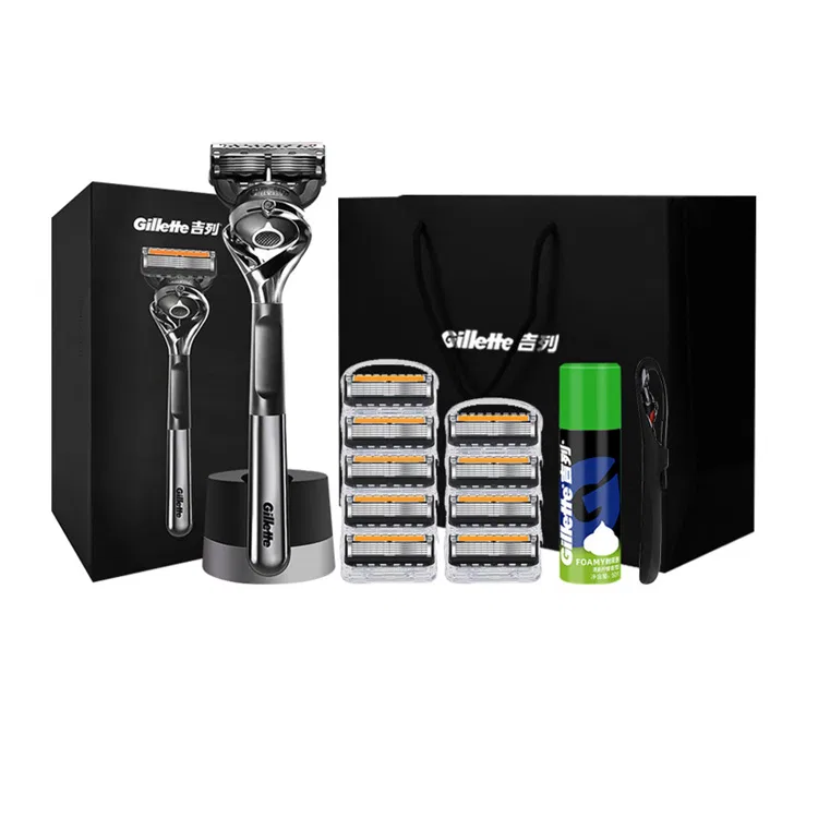 Мужской бритвенный станок с 9 лезвиями, модель Sharp Invisible Magnetic Box, Gillette, Black