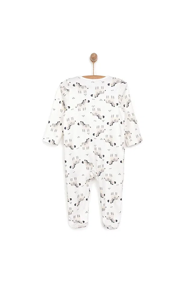 Детский комбинезон для мальчиков хлопковый Hellobaby newborn boy booties jumpsuit baby boy Ebebek Hello Baby, Ecru — фото 2