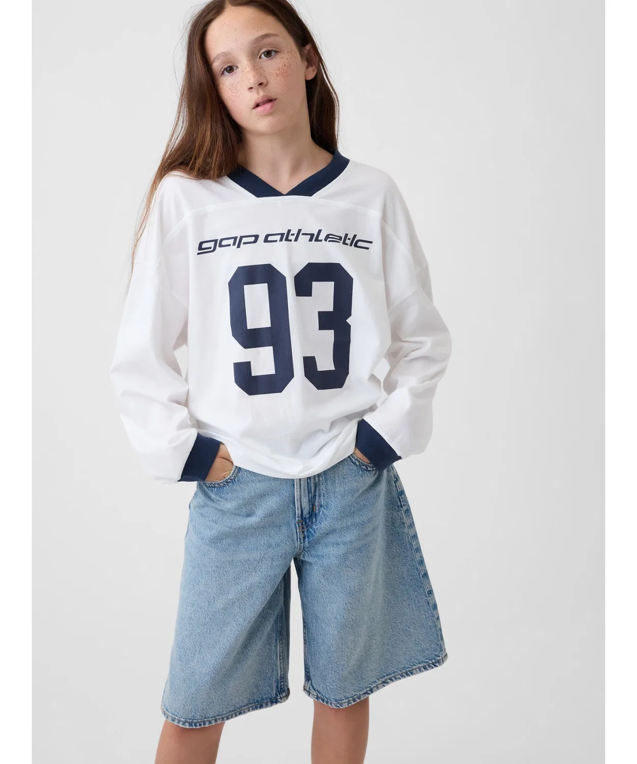 Детская футболка оверсайз с длинным рукавомAthletic Jersey GAP, Off White