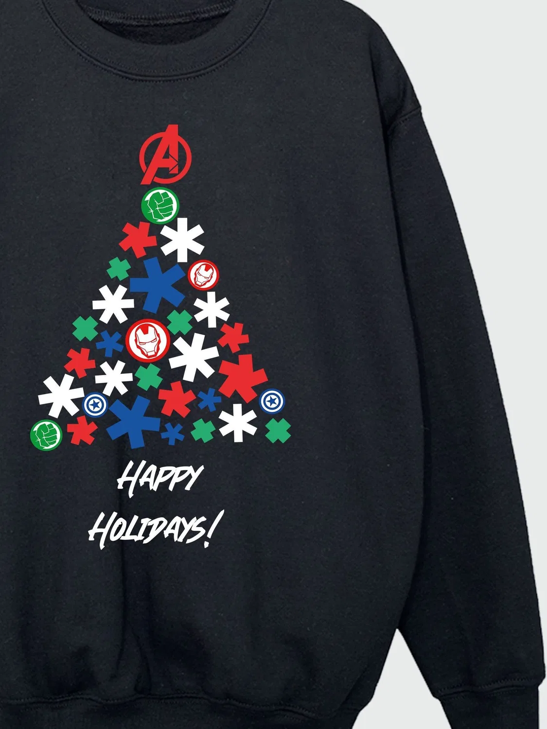 Свитшот Marvel Avengers Christmas Tree Brands In, черный — фото 4