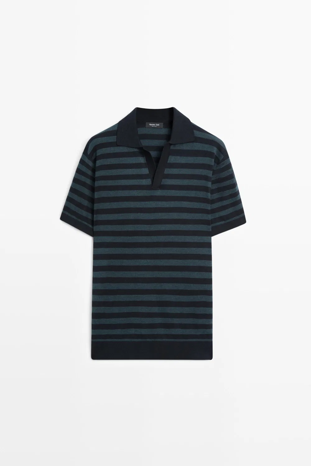 Свитер-поло Massimo Dutti Contrast Striped Knit, индиго — фото 2