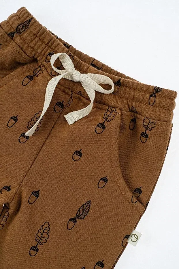 Детский комплект из свитшота и брюк с начесом, Little Gusto, Brown — фото 4