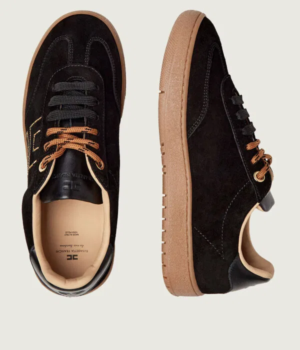 Детские кроссовки для девочек из замши Sneakers Elisabetta Franchi, черный — фото 3
