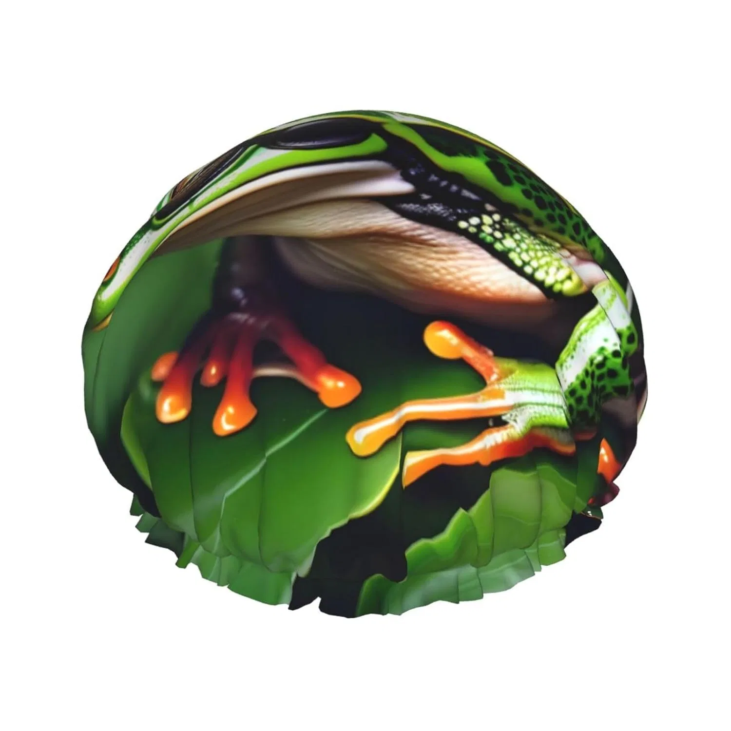 Шапочка для душа, мотив Фрог Грин Ливз, FRESQA, многоразовая, One Size, Tierfrosch Grüne Blätter