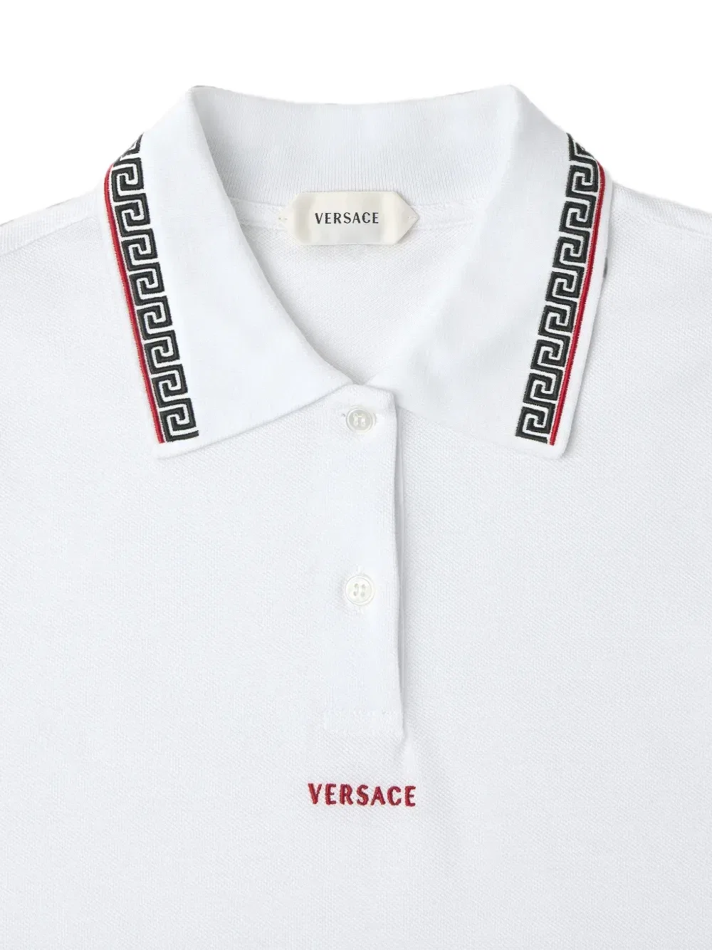 Поло из хлопкового пике с вышитым логотипом Versace, белый — фото 4