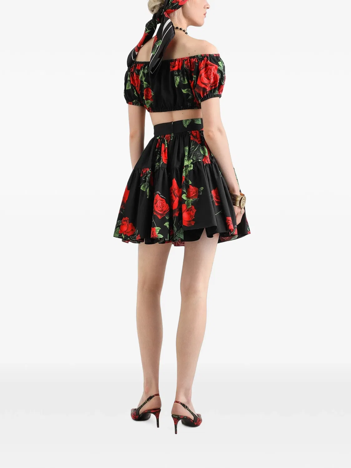 Поплиновая блузка с цветочным принтом Dolce & Gabbana, черный — фото 3