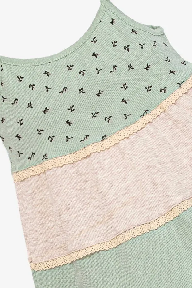 Детское платье на бретелях с цветочным принтом Divonette, Mint Green — фото 2