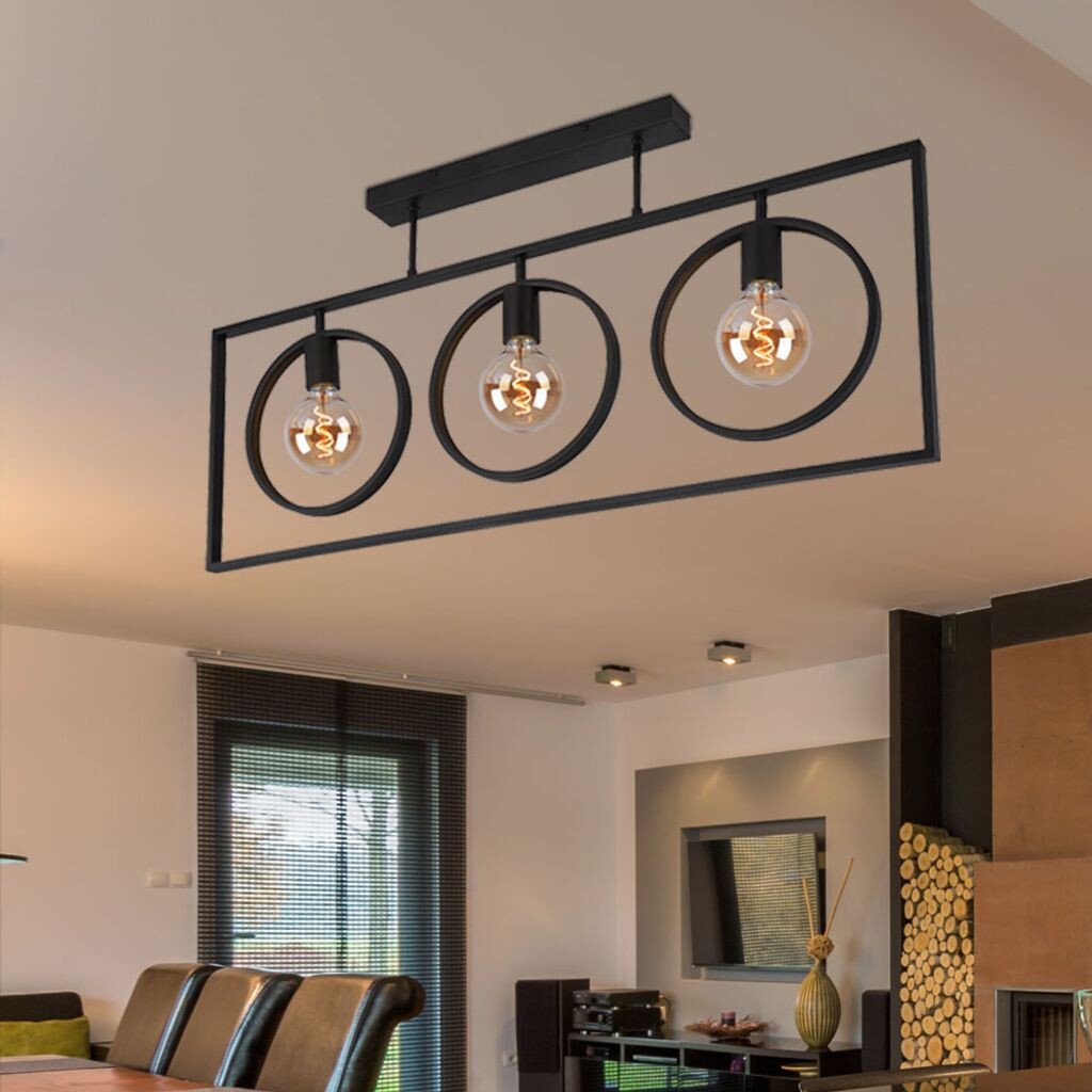 

Потолочный светильник, черный, металлический каркас, L 92 см Globo Lighting