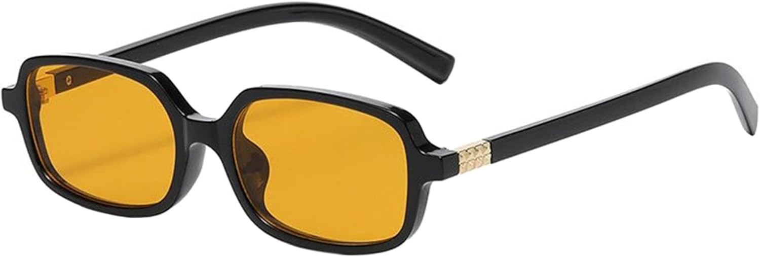 

Солнцезащитные очки в стиле ретро, ​​прямоугольные, для женщин и мужчин, модные квадратные солнцезащитные очки 90-х, маленькие винтажные солнцезащитные очки Teumire, A07 Black/Orange