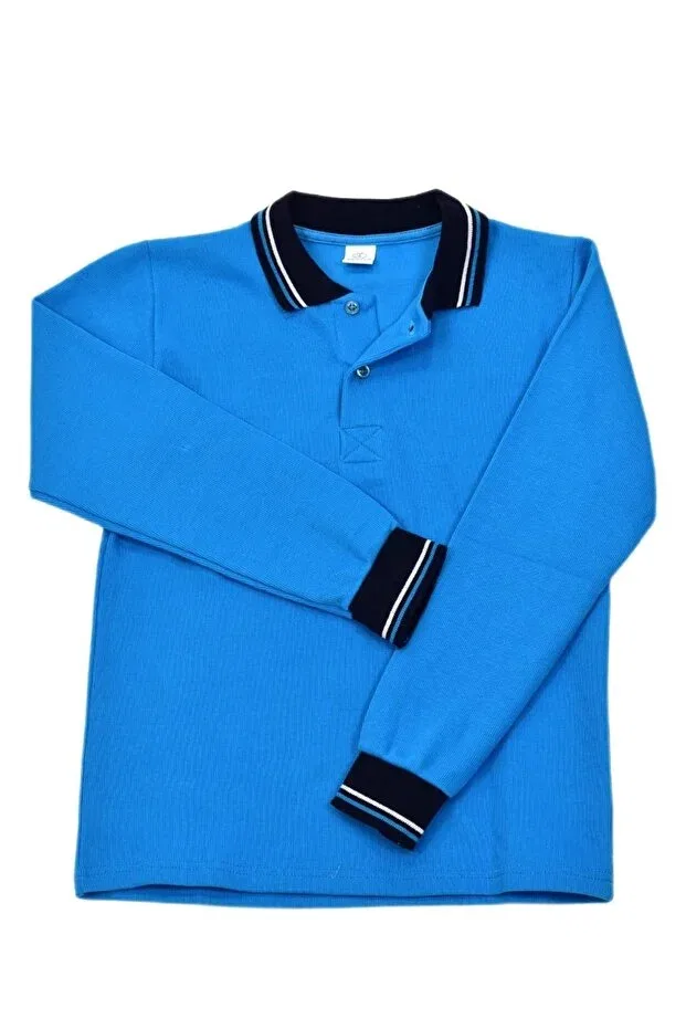 Детские свитшот для мальчиков с принтом College Polo Collar Baglan, Turkuaz