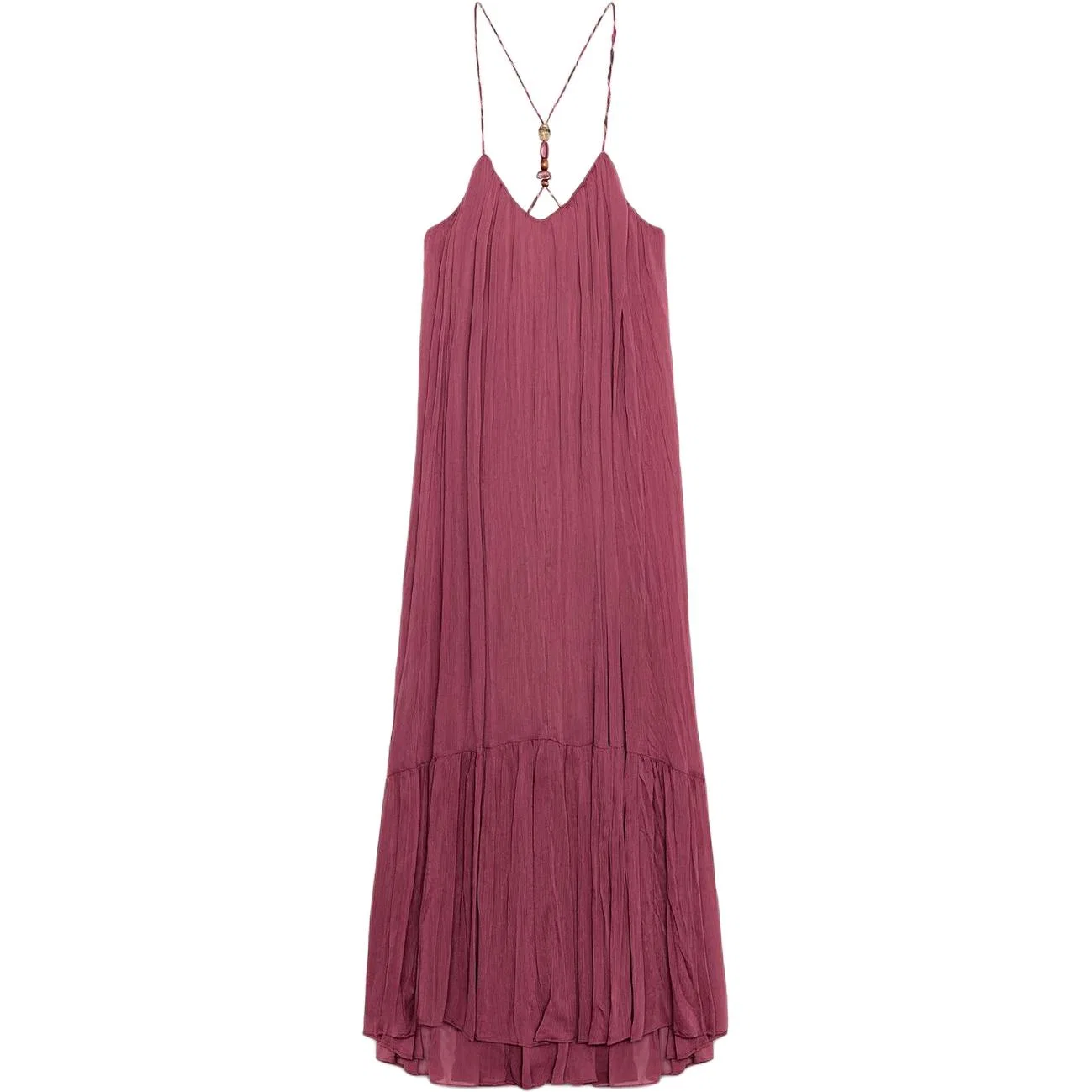 Женское платье-комбинация с длинной юбкой A-силуэта Light Red ZARA, Light Red