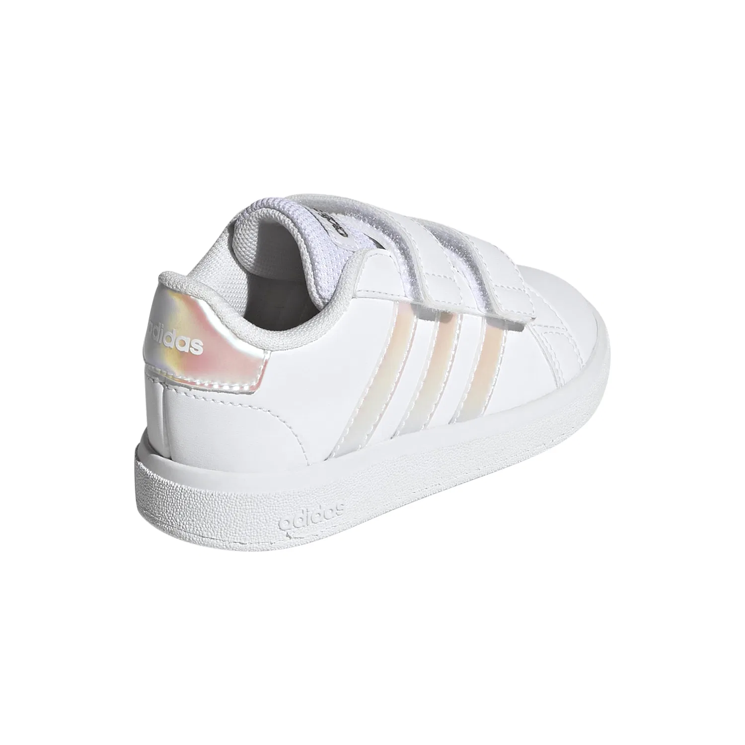 Детские кроссовки с принтом Grand Court 2.0 Hook & Loop Adidas, White Iridescent White — фото 3