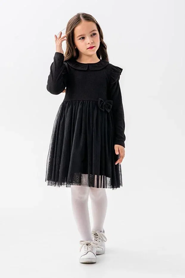 Детское платье для девочек хлопковое Minigimin Cicileri, Black-63199