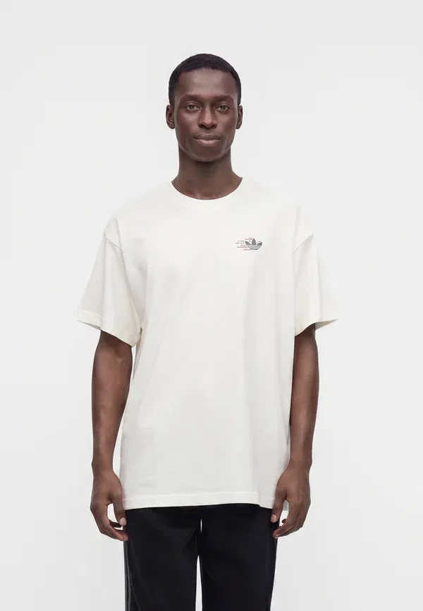 Футболка унисекс большого размера с принтом для бегового клуба Adidas Originals, кремовый — фото 2