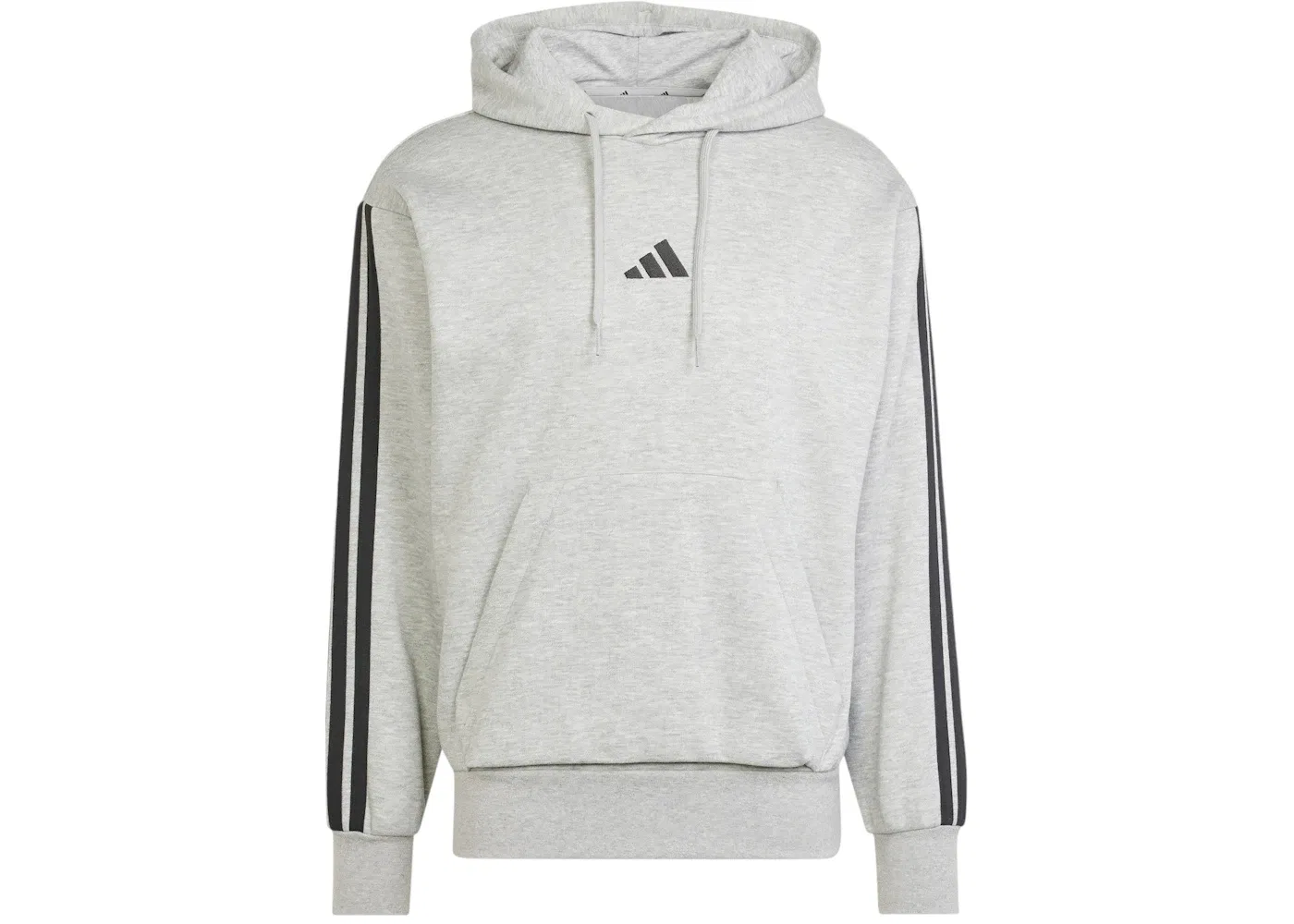 Мужская худи с флисом Adidas Essentials 3-Stripes Fleece Hoodie, Medium Grey Heather Black