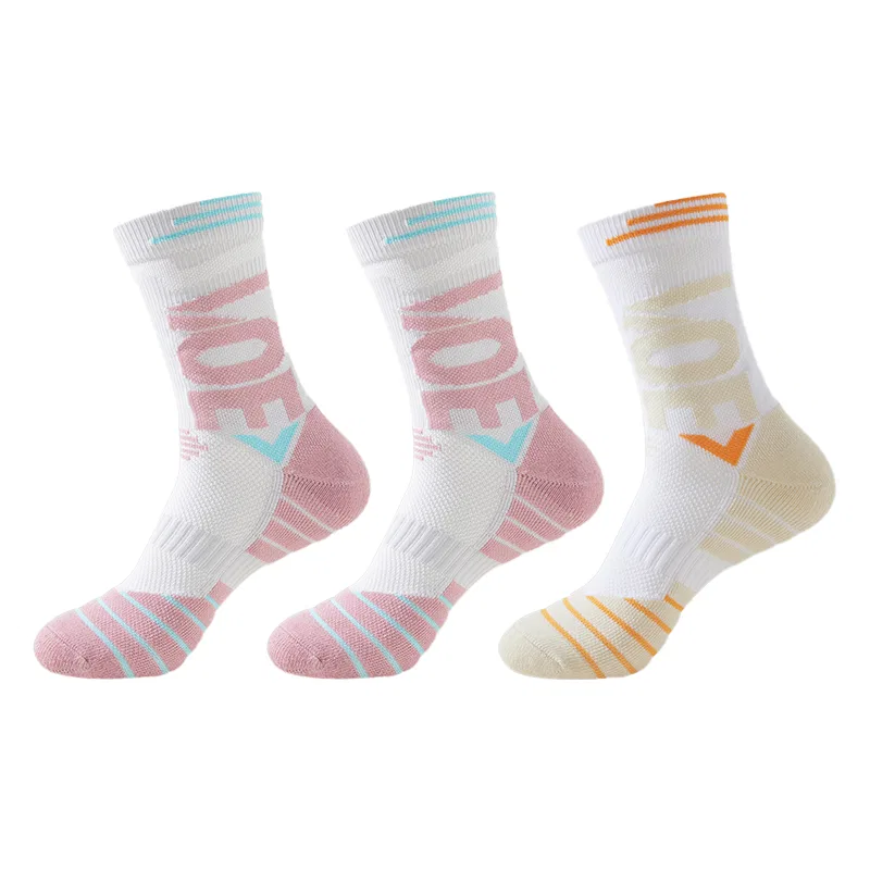 Детские баскетбольные носки, комплект из 3 пар, Pink Pink White, MIIOW