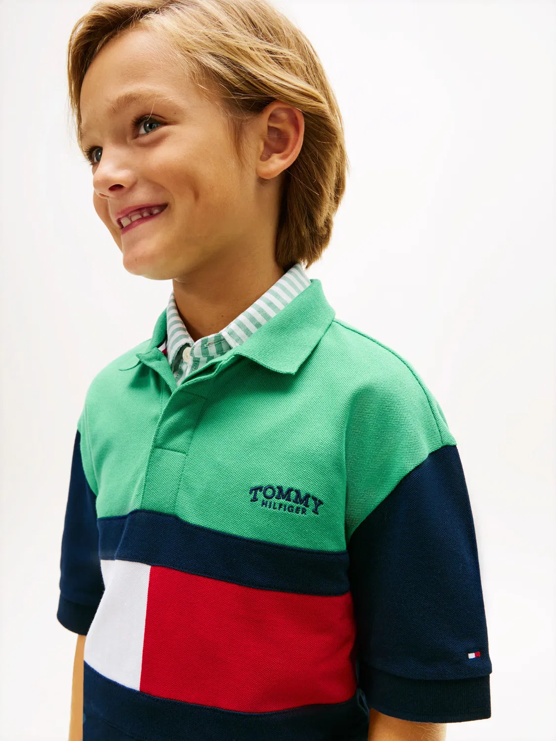 Детское поло для мальчиков с принтом Tommy Hilfiger, Verde — фото 3