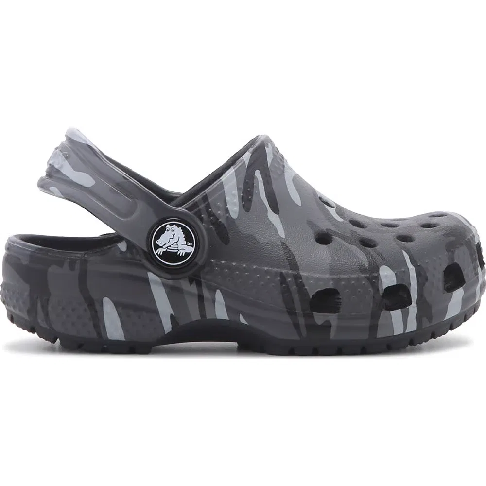 Детские классические сабо с графическим рисунком для малышей Crocs, Grey Black Camo — фото 2