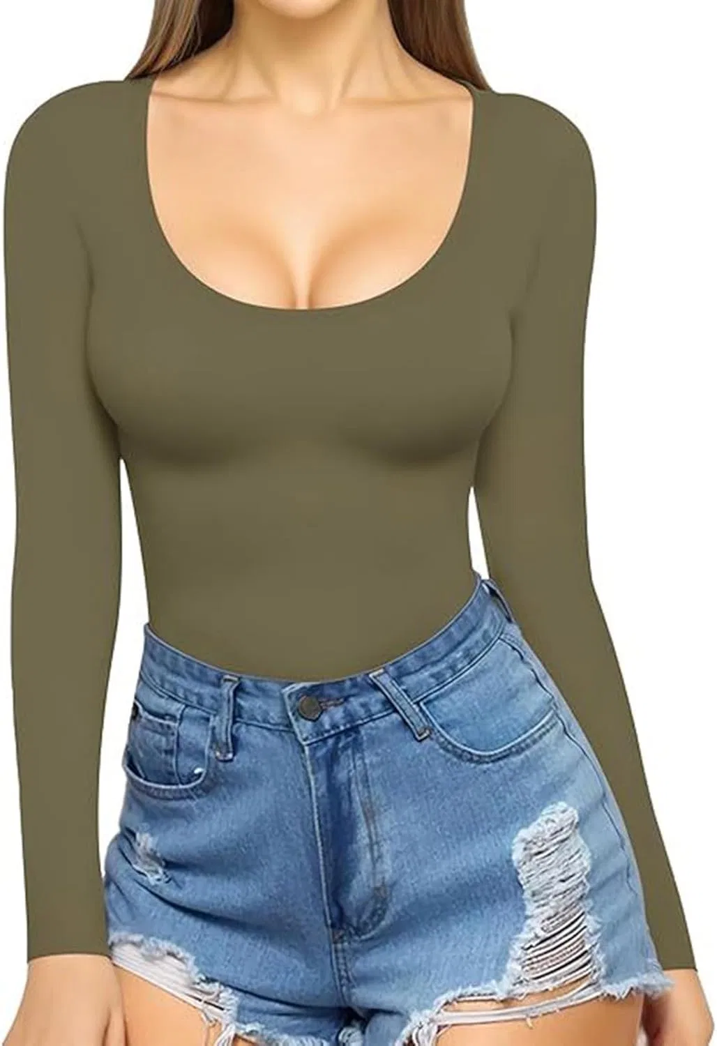 Женский облегающий топ с квадратным вырезом, короткий, для йоги, Army Green