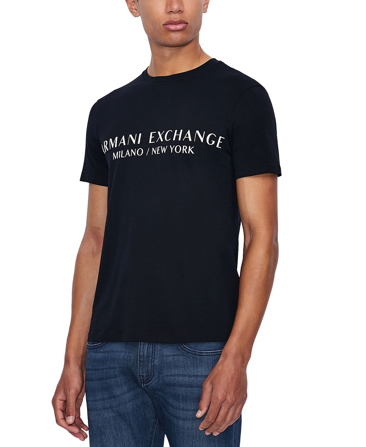 Мужская футболка с логотипом milano new york и логотипом A|X Armani Exchange, синий - фото