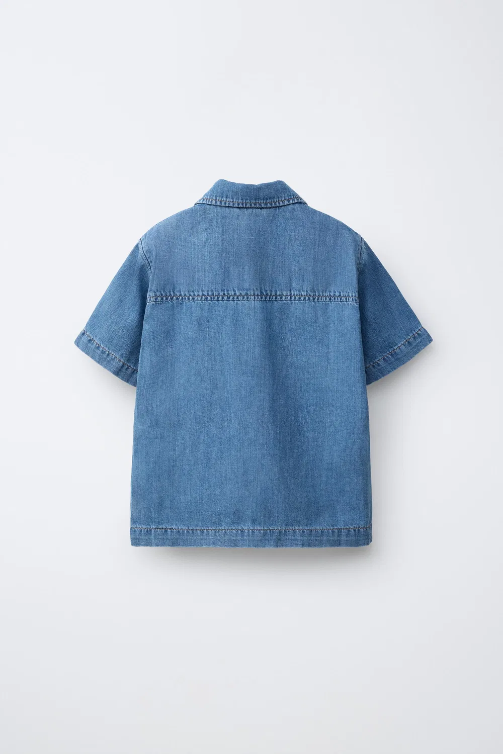 Джинсовая рубашка с хлопком и льном ZARA, Blue — фото 2