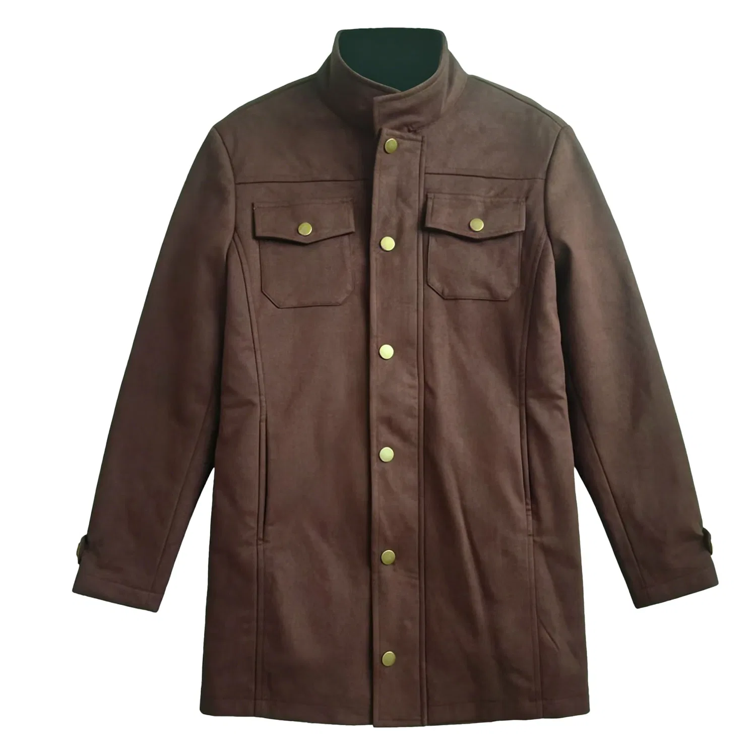 Женское зимнее пальто из искусственной кожи винтажного стиля, dark brown — фото 4