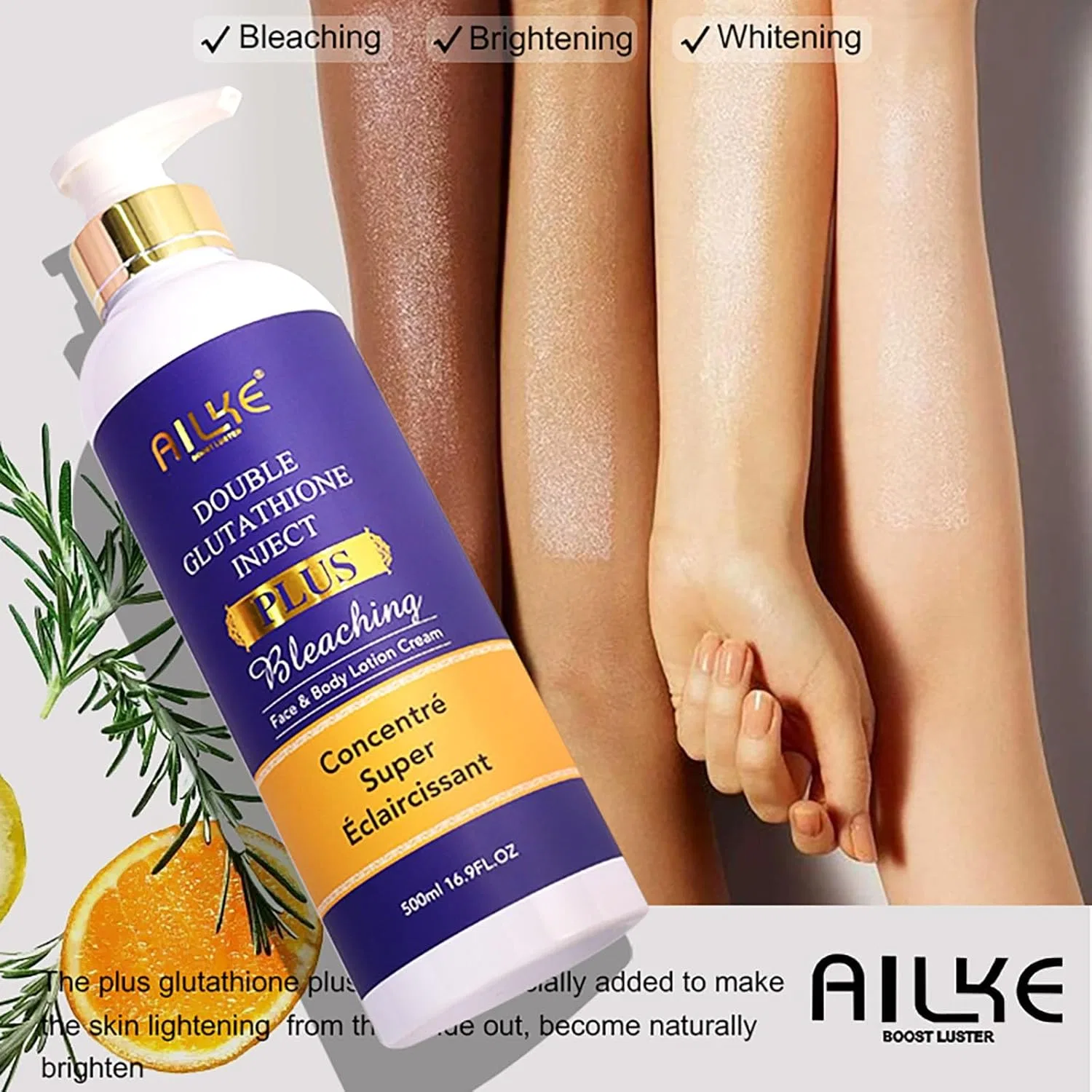 Лосьон для тела осветляющий AILKE Double Glutathione Plus Whitening, 3 шт. по 500 мл Ailke Boost Luster — фото 2