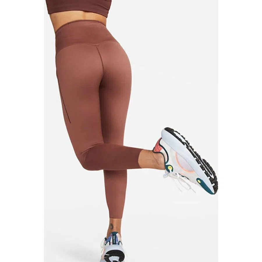 Женские леггинсы для тренировок с высокой посадкой и 6 карманами Nike Training Go Dri Fit Infinalock High Rise 7/8, Коричневый — фото 4