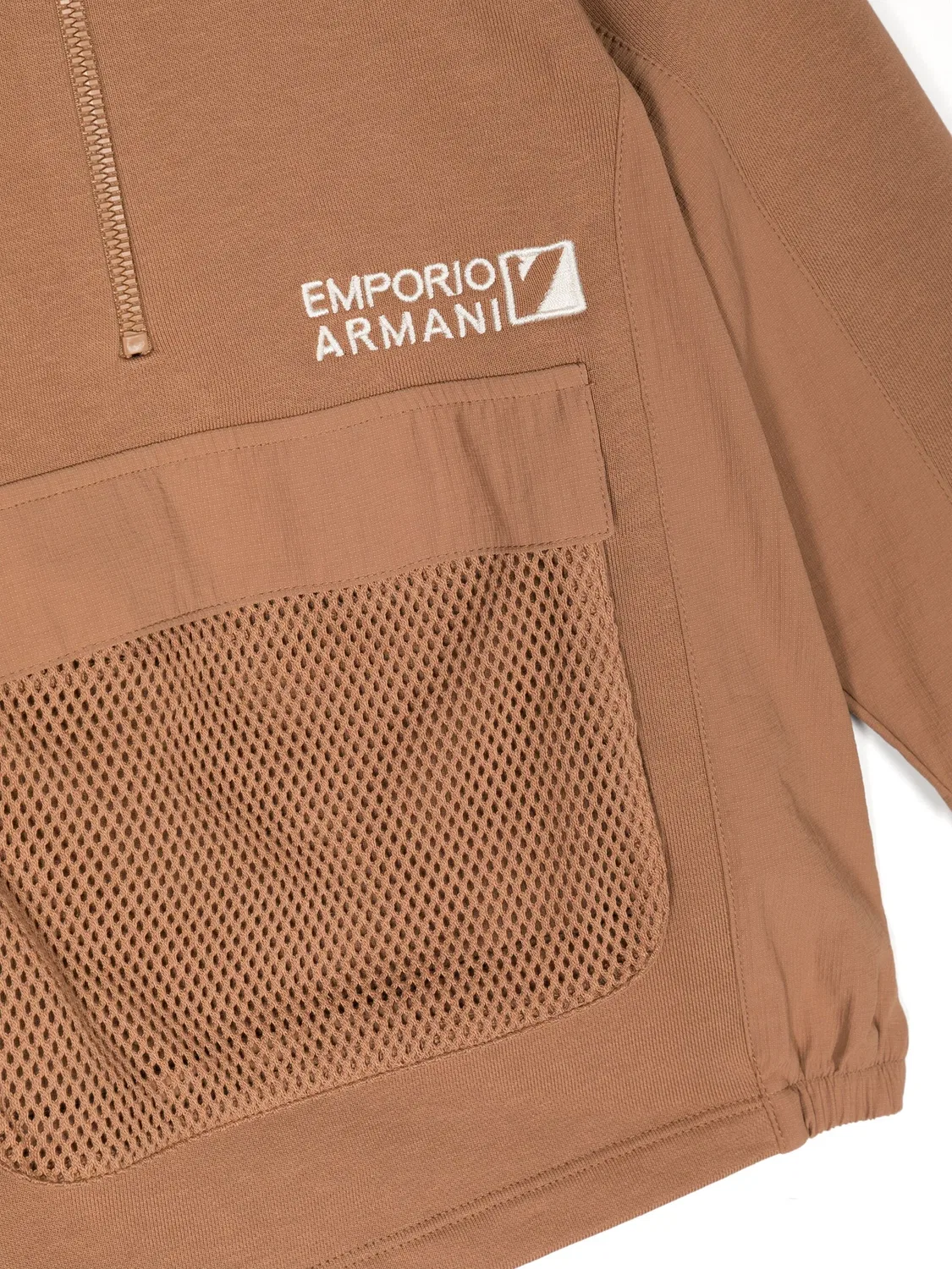 Свитшот с вышитым логотипом EA7 Emporio Armani, коричневый — фото 2