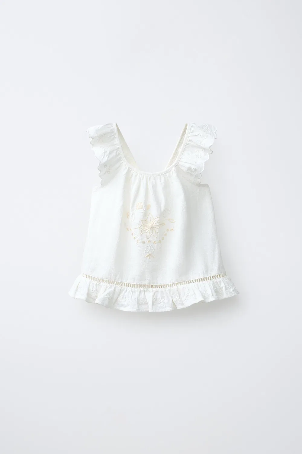 РОМАНТИЧЕСКИЙ ТОП С ВЫШИВКОЙ ZARA, Oyster-White