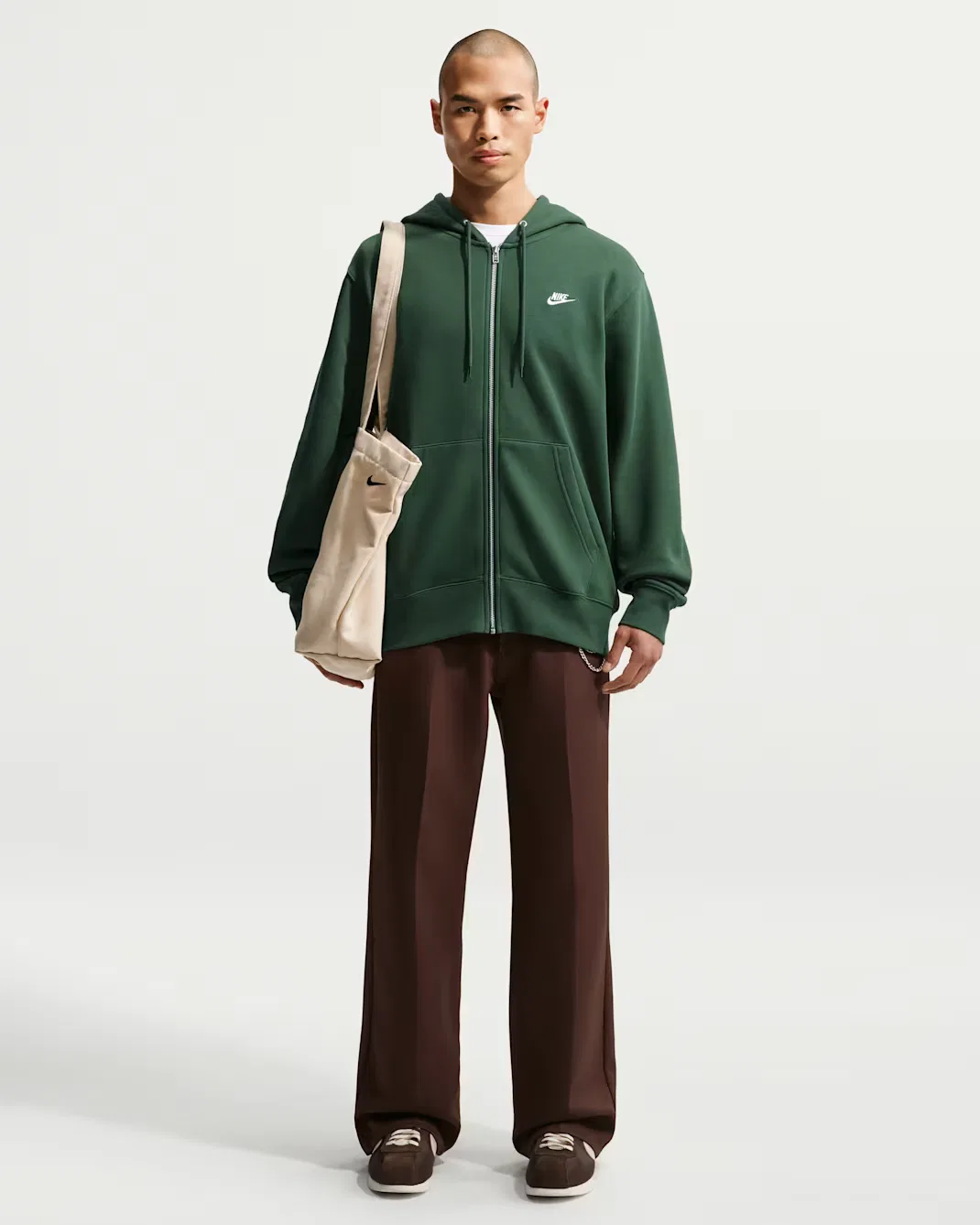 Мужская флисовая толстовка на молнии Nike Club, Fir/Fir/White — фото 4