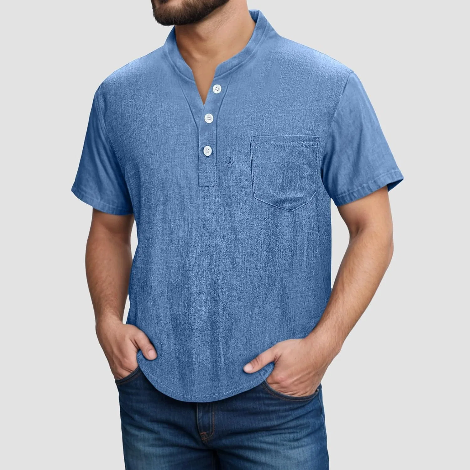 Мужская повседневная рубашка-поло с пуговицами Relaxed Fit, Navy — фото 2