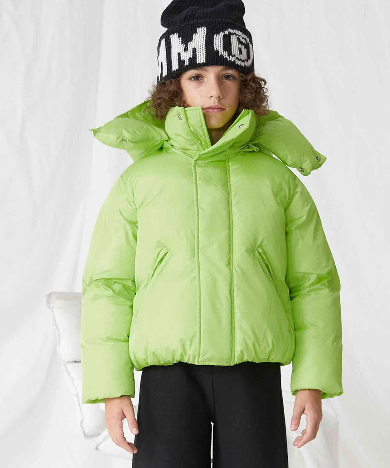 Детская куртка с капюшоном и принтом MM6 Maison Margiela, Light Green