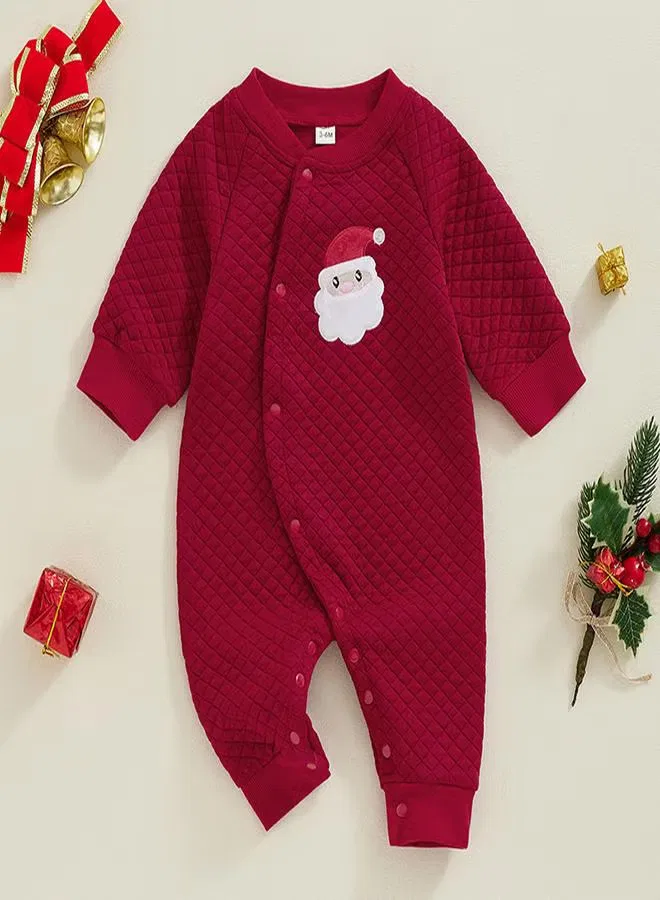 Боди-комбинезон стеганый с новогодним дизайном Babyqlo, красный