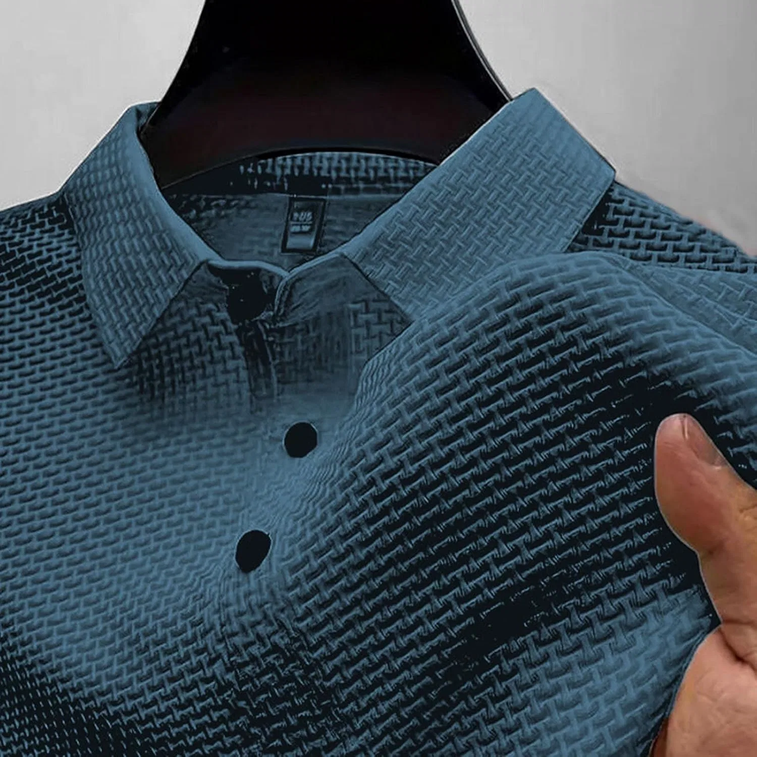 Мужская классическая футболка-поло из сетчатого льда и шелка, Slim Fit, Dark Blue — фото 2