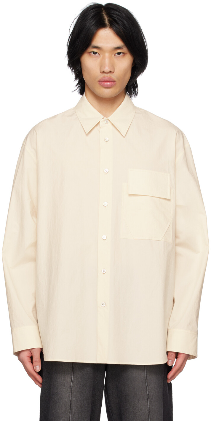 

Бежевая рубашка с карманом Solid Homme