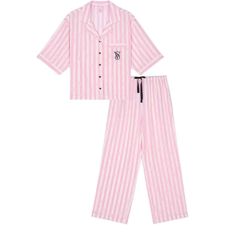 Женский пижамный комплект с принтом Victoria's Secret, Pink Stripes
