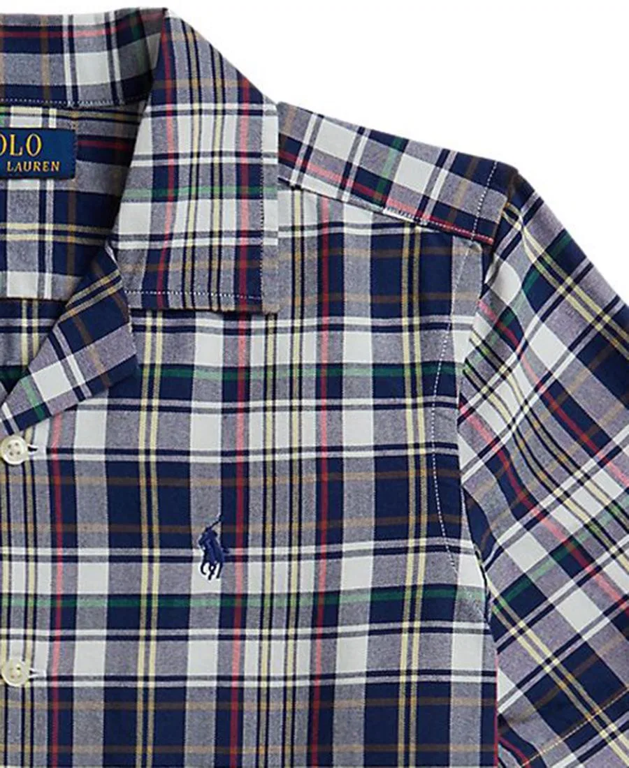 Рубашка-кэмп из хлопка в клетку с вышивкой Polo Ralph Lauren, White Blue Multi — фото 3