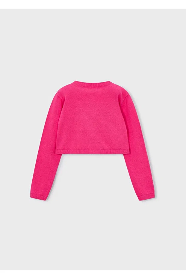 Детский кардиган для девочек с длинным рукавом Mayoral, Dark Pink — фото 2