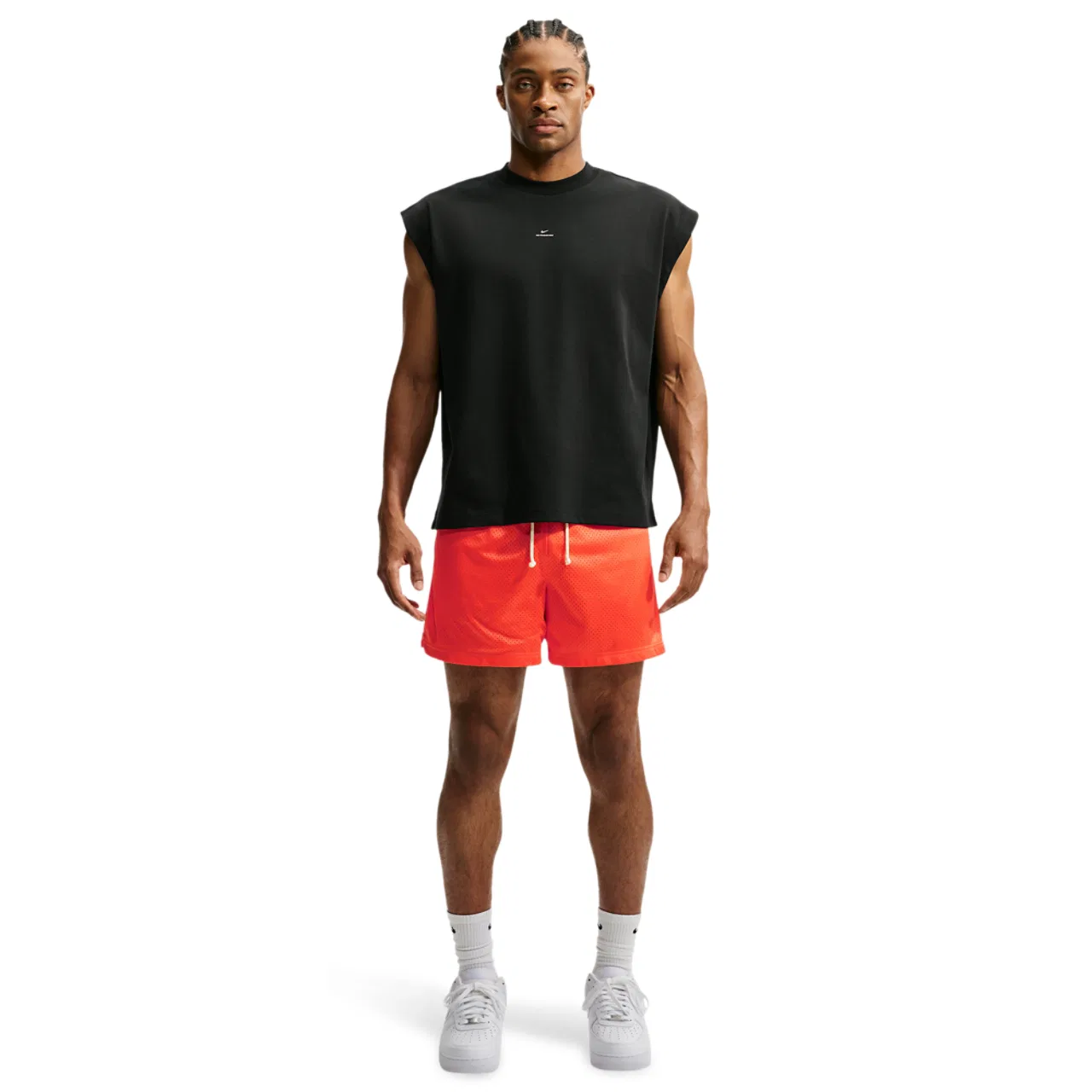 Мужские шорты с сетчатой тканью Nike Dri-FIT Standard Issue Mesh 5IN, Turf Orange/Pale Ivory — фото 3