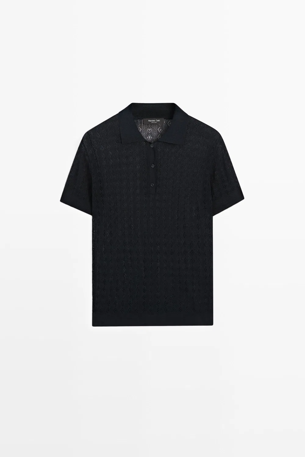 Поло-свитер Massimo Dutti Open-Knit, темно-синий — фото 2