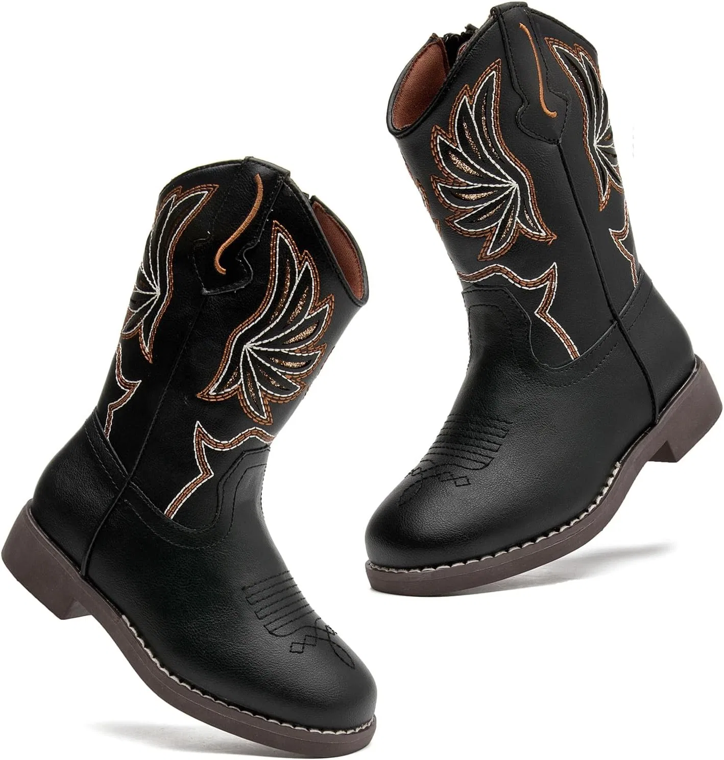Детские сапоги для девочек с блестками и вышивкой Western DADAWEN, Black