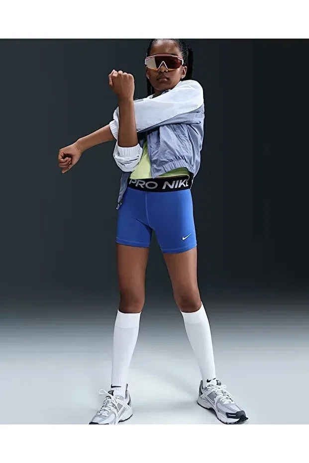 Детские шорты для девочек с принтом Nike, Blue - White — фото 4
