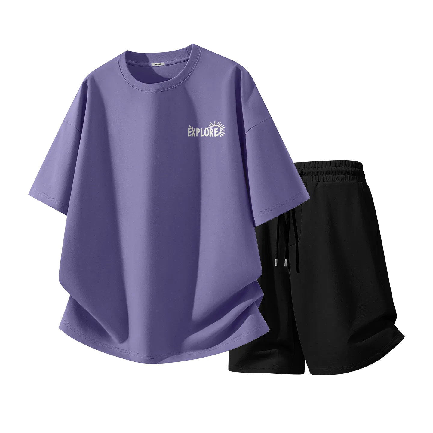 Детский комплект спортивной одежды MINISO, Purple Desert Plant Chest Logo + Black