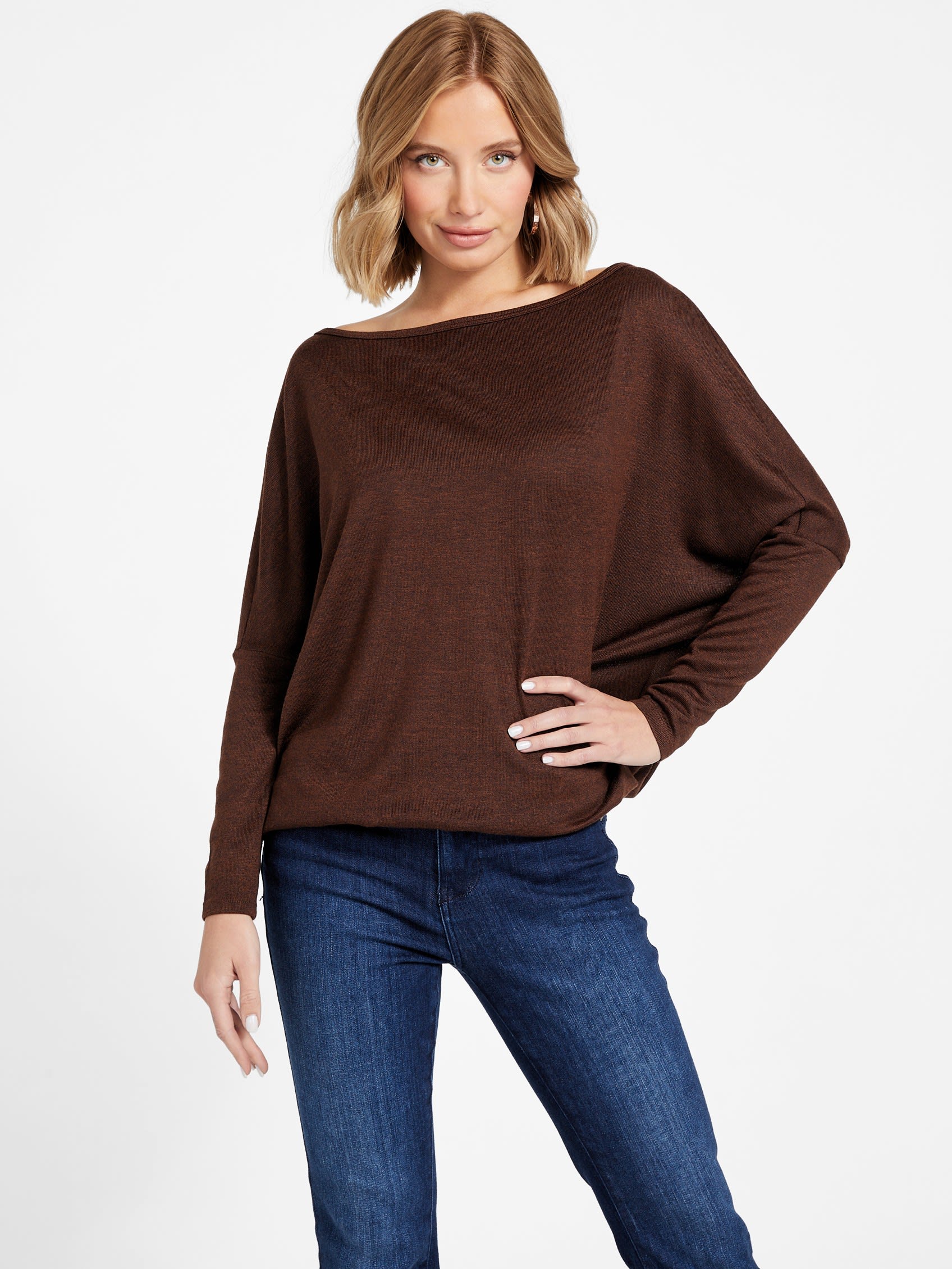 

Топ Ceci Dolman с открытыми плечами Guess Factory, цвет rich brown